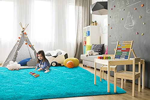 TWINNIS Super Soft Shaggy Rug in Blue.