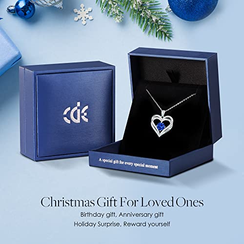 CDE Forever Love Heart Women Necklace 925 Sterling Silver Rose Gold Plated Birthstone Pendant Necklaces for Women with Cubic Jewelry Gifts Birthday Gift for Mom Women Wife Girls Her