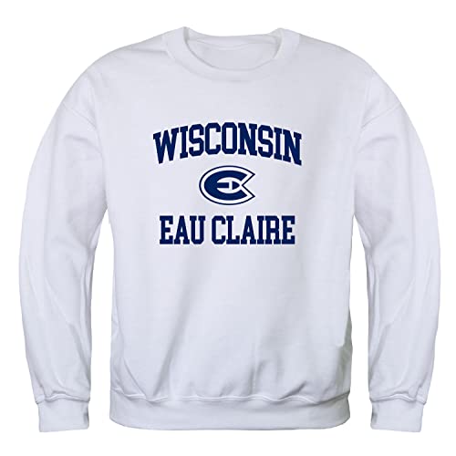 W Republic University of Wisconsin-Eau Claire Blugolds Seal Fleece Crewneck Sweatshirts - White, Medium