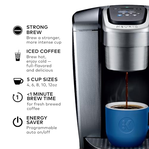 K-Elite Single Serve Coffee Maker in Brushed Silver.