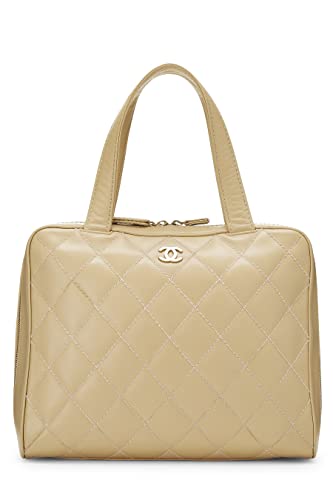 Chanel, Pre-Loved Beige Calfskin Wild Stitch Boston Bag, Beige