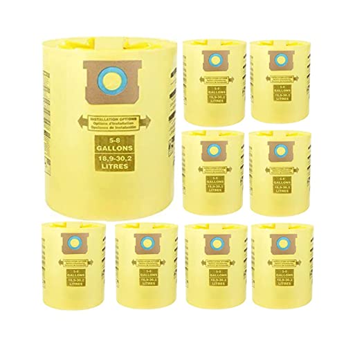 8 Pack Vacuum Bags Compatible with shop vac 5-8 gallon Dust Collection Bag Type H Double layer Replace Part #90671 9067100 90661 906-61 9066100