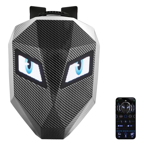Gelrova LED Backpack with Eyes, Motorcycle Backpack Travel and Camping Storage Bag, Carbon fibre texture