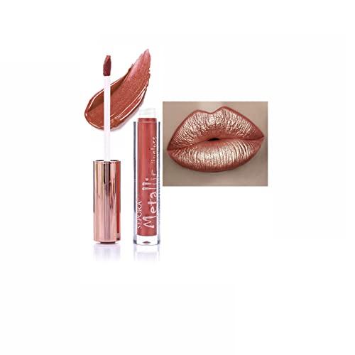 Matte Metallic Lip Gloss Long Lasting Waterproof Strong Pigmented Not Stick Cup Diamond Shimmer Liquid Lipstick Makeup for Women