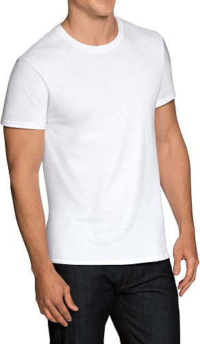 Fruit of the Loom Men's Stay Tucked Crew T-Shirt - Medium - White (Pack of 6)