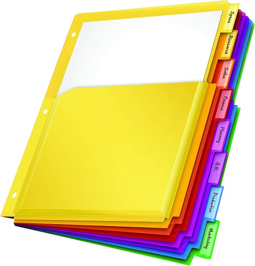 Oxford Expanding Plastic Binder Dividers, Flexible Front Pockets Expand 1/4", 8 Tab, Insertable Multicolor Tabs, Letter Size, 3 Sets (89605)