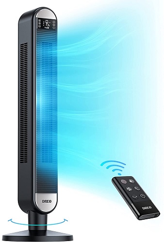 Dreo Tower Fan for Bedroom, 90° Oscillating Fan, 42 Inch Bladeless Floor Fan, Quiet Cooling Fan with Remote, LED Display, 6 Speeds 4 Modes, 12H Timer, Standing Fans for Home Room Office, Cruiser Pro