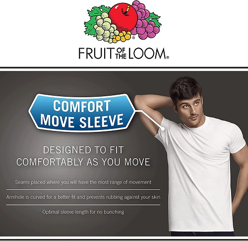Fruit of the Loom Men's Stay Tucked Crew T-Shirt - Medium - White (Pack of 6)