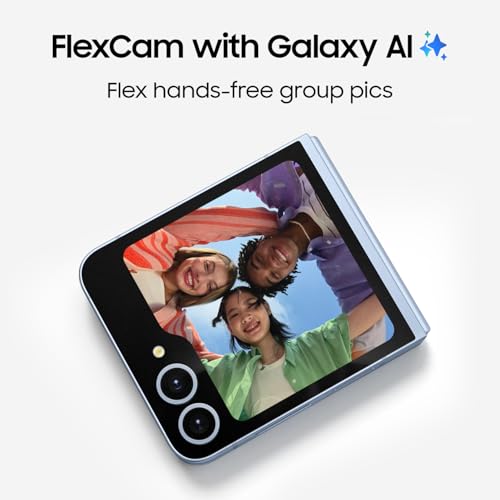 Samsung Galaxy Z Flip 6 unfolded, displaying a vibrant image on its main screen.