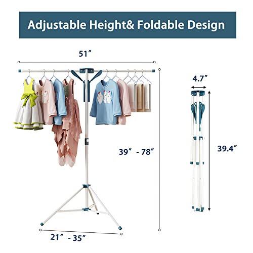 Tripod Clothes Drying Rack Folding Indoor, Portable Drying Rack Clothing and Height-Adjustable