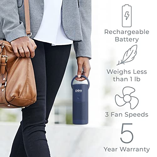 Pure Enrichment® PureZone™ Mini Portable Air Purifier - Cordless True HEPA Filter Cleans Air & Eliminates 99.97% of Dust, Odors, & Allergens Close to You - Cars, School, & Office (Blue)