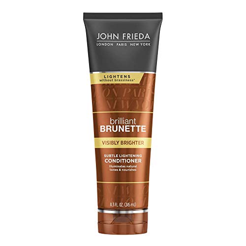 John Frieda Brilliant Brunette Visibly Brighter Subtle Lightening Conditioner, Eliminates Neutral Tones, Sleek Brown Shine, 8.3 Ounces, with Honey and Marigold Extract