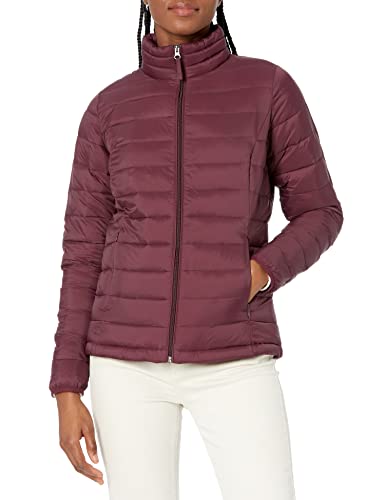 Amazon Essentials Women's Lightweight Long-Sleeve Water-Resistant Puffer Jacket (Available in Plus Size), Burgundy, Medium
