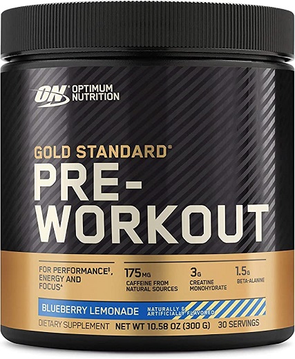 Optimum Nutrition Gold Standard Pre-Workout, Vitamin D for Immune Support, with Creatine, Beta-Alanine, and Caffeine for Energy, Keto Friendly, Blueberry Lemonade, 30 Servings (Packaging May Vary)