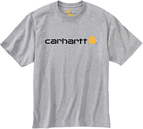 Carhartt Men's Loose Fit Heavyweight Short-Sleeve Logo Graphic T-Shirt,Heather GrayLarge