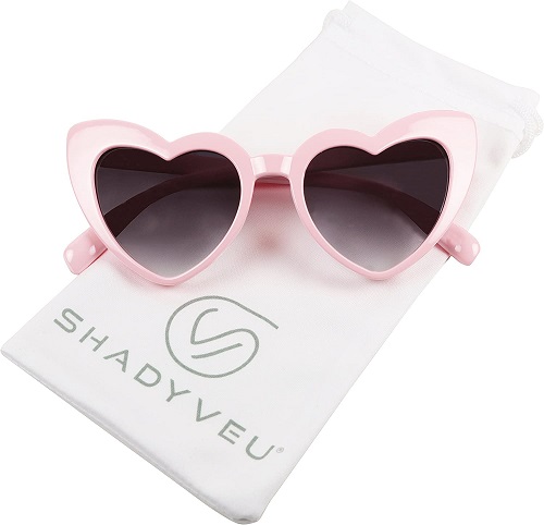 ShadyVEU Trendy Heart Shaped Love Colorful Baby Girl Toddler Ages 2-6 Yrs. Oversize Kids Sunglasses (Pink, Black Lens)