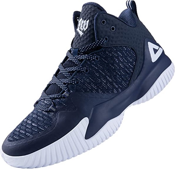 PEAK High Top Mens Basketball Shoes Lou Williams Streetball Master Breathable Non Slip Outdoor Sneakers Cushioning Workout Shoes for Fitness Navy Blue