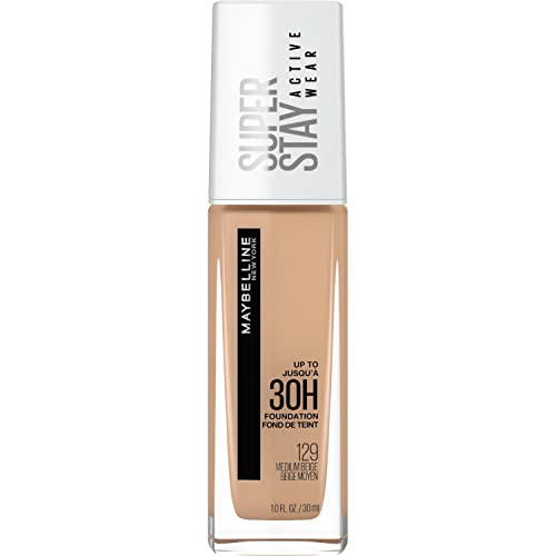 Maybelline Super Stay Full Coverage Liquid Foundation Active Wear Makeup, Up to 30Hr Wear, Transfer, Sweat & Water Resistant, Matte Finish, Medium Beige, 1 Count