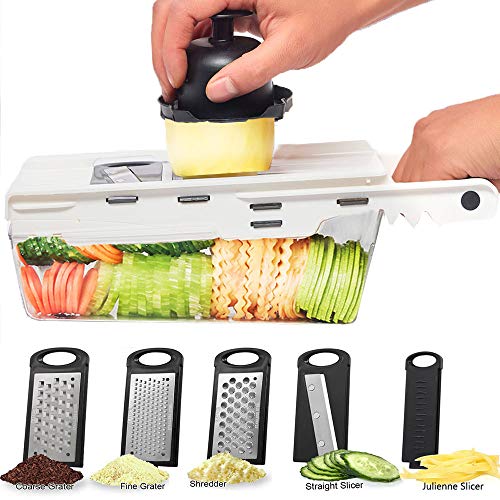 Mandoline Slicer, 5 in 1 Manual Veggie Slicer Cutter - Kitchen Grater for Fruit and Vegetable