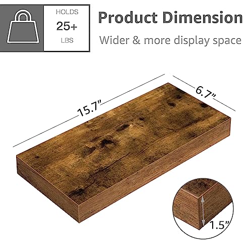 QEEIG Floating Shelves (Set of 3) in Rustic Brown