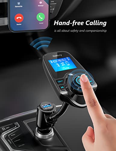 Nulaxy 2024 Bluetooth FM Transmitter, 1.44 inch display, flexible gooseneck