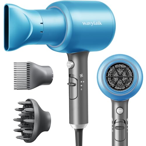 Wavytalk Professional Hair Dryer Blow Dryer with Diffuser and Concentrator for Curly Hair 1875W Ionic Salon Hair Dryer with Ceramic Technology Fasting Drying Light and Quiet