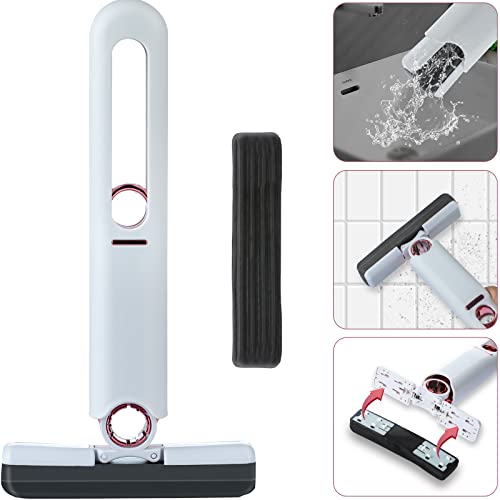 Portable Mini Mop Sponge Mop Powerful Absorbent Mop Self-Squeeze Ceramic Drill Floor Cleaning Suitable for Kitchen, Bathroom, Desk, Car.