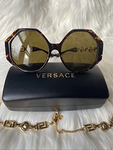 Versace Woman Sunglasses Havana Frame, Dark Brown Lenses, 59MM