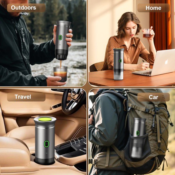 TINANA Portable Espresso Machine Fast Self Heating Espresso Maker With Car Charger 15 Bar Mini Coffee Maker For Camping Travel RV Hiking Office