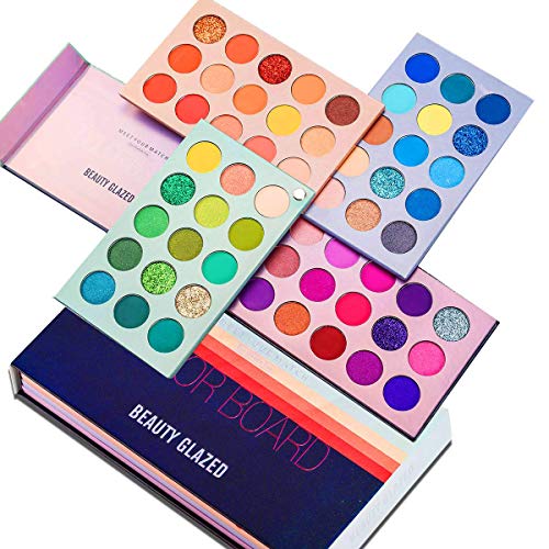 Color Board Eyeshadow Palette, Highly Pigmented 60 Shades Matte Shimmer Glitter Makeup Palette, Waterproof Blendable Eye Shadow, No Flaking, Little Fall Out, Stay Long, Hard Smudge, Cruelty- Free Makeup Pallet , Full Face Eye Make Up for Beginners Any Ski