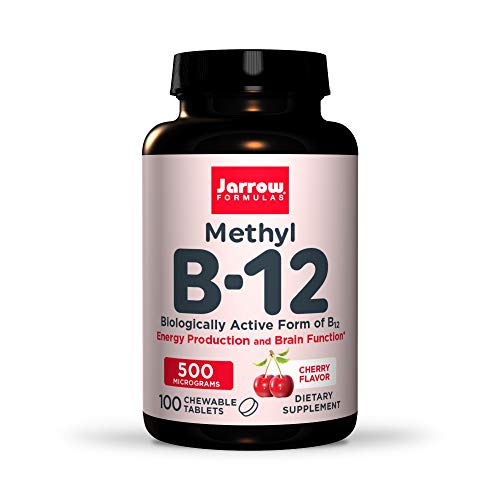 Jarrow Formulas Methyl B-12 - Dietary Supplement - 100 Chewable Tablets, Cherry Flavored Supplement - Bioactive Vitamin B12 - Supports Cellular Energy and Cardiovascular Support Non-GMO & Gluten Free