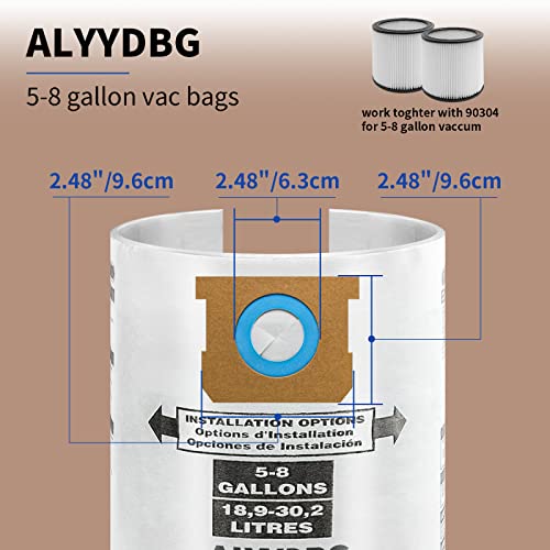 ALYYDBG Shop Vac Bags, 5-pack, compatible with Type E, H, VF2004, VHBS.
