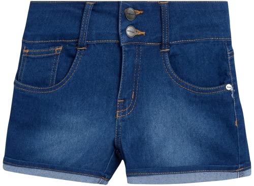 dollhouse Girls' Shorts – High Waisted Two Button Soft Stretch Denim Jeans Shorts (Size: 7-16), Size 10, Medium
