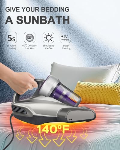 Jimmy Mattress Vacuum Cleaner, Anti-allergen Bed Vacuum Cleaner with UV-C Light & High Heating Tech, 14Kpa Suction 480W Powerful Handheld Vacuums for Dust & Pet Hair(JV35, Corded)