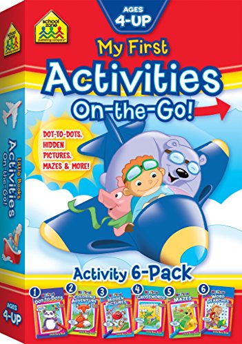 School Zone - My First Activities On-the-Go! 6-Pack Workbook Set - Ages 4+, Preschool to 2nd Grade, Dot-to-Dot, Hidden Pictures, Mazes, Coloring, and More (School Zone Little Busy Book™ Series)