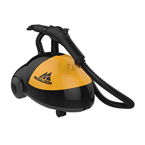 McCulloch MC1275 Heavy-Duty Steam Cleaner with 18 Accessories, Extra-Long Power Cord, Chemical-Free Pressurized Cleaning for Most Floors, Counters, Appliances, Windows, Autos, and More, Yellow/Grey
