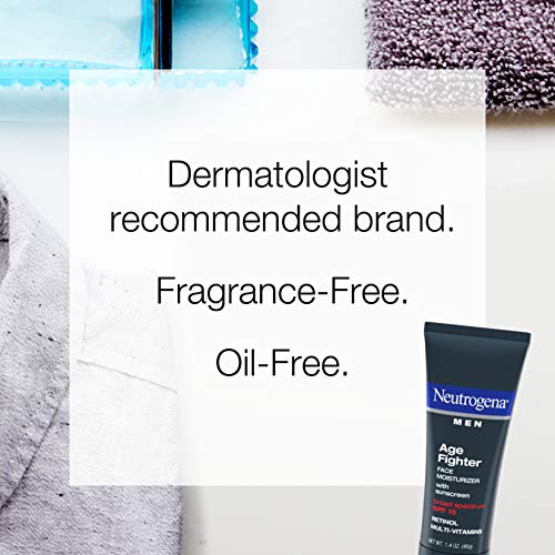 Neutrogena Age Fighter Anti-Wrinkle Retinol Moisturizer for Men, Daily Oil-Free Anti-Aging Face Lotion with Retinol, Multi-Vitamins, and Broad Spectrum SPF 15 Sunscreen, 1.4 oz