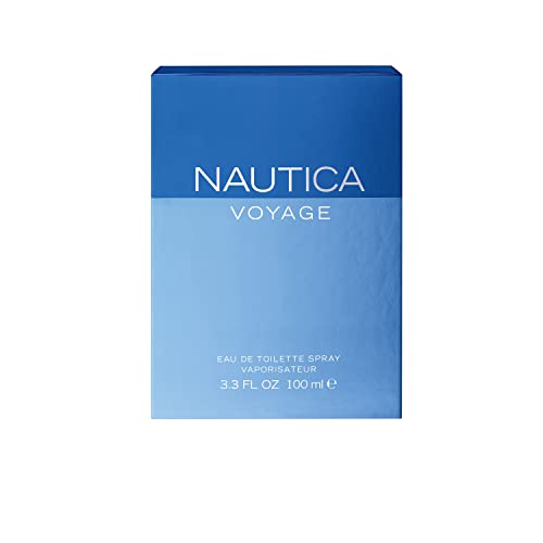 Nautica Voyage Eau De Toilette for Men - Fresh, Romantic, Fruity Scent - Woody, Aquatic Notes of Apple, Water Lotus, Cedarwood, and Musk - Ideal for Day Wear - 3.3 Fl Oz