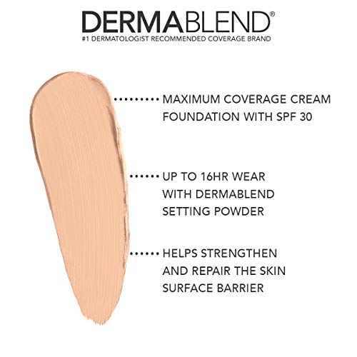 Dermablend Cover Creme High Coverage Foundation with SPF 30, 0C Pale Ivory, 1 Oz.