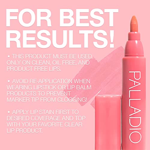 Palladio Lip Stain, Hydrating and Waterproof Formula, Matte Color Look, Longlasting All Day Wear Lip Color, Smudge Proof Natural Finish, Precise Chisel Tip Marker, Berry
