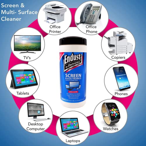 Endust for Electronics, Surface cleaning wipes, Great LCD and Plasma wipes, 70 Count (11506)