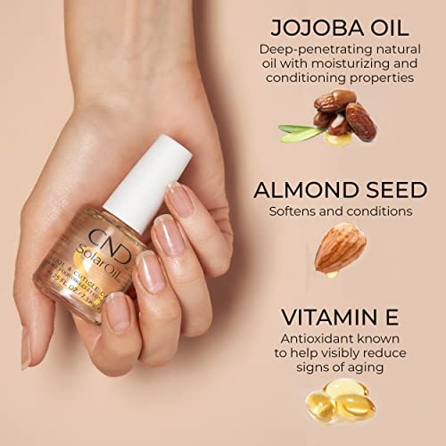 Nail & Cuticle Care by CND, SolarOil for Dry, Damaged Cuticles, Infused with Jojoba Oil & Vitamin E for Healthier, Stronger Nails, 0.25 Fl Oz