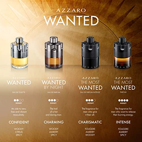Azzaro Wanted for Men Eau de Toilette - Mens Cologne 3.4 Fl Oz (Pack of 1)