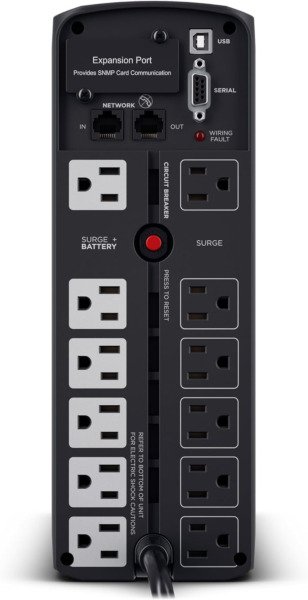 CyberPower CP1500PFCLCD PFC Sinewave UPS Battery Backup and Surge Protector | 1500VA/1000W, 12 Outlets, AVR, Mini Tower, UL Certified
