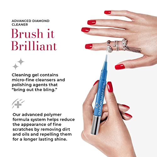 Diamond Dazzle Stik cleaning diamond ring, close-up