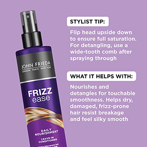 John Frieda Frizz Ease Nourishing Leave-in Conditioner for Frizz-prone Hair, with Vitamin A, C, and E, 8 Ounce (2 Pack)