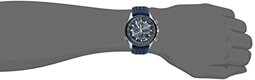 Citizen Eco-Drive World Chronograph A-T Mens Watch, Stainless Steel with Polyurethane strap, Technology, Blue (Model: AT8020-03L)