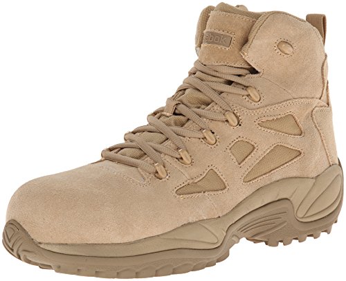 Reebok mens Rapid Response Rb Safety Toe 6" Stealth With Side Zipper Military Tactical Boot, Desert Tan, 8 Wide US