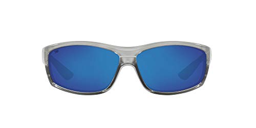 Costa Del Mar Men's Saltbreak Polarized Rectangular Sunglasses, Silver/Grey Blue Mirrored Polarized-580G, 65 mm