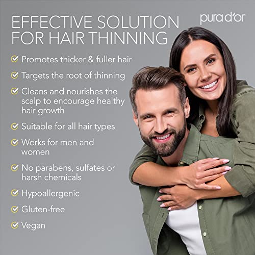 PURA D'OR Original Gold Label Anti-Thinning Biotin Shampoo (16oz) Argan Oil, Nettle Extract, Saw Palmetto, 17+ Herbal DHT Blockers, No Sulfates, Natural Preservatives, Men & Women (Packaging may vary)